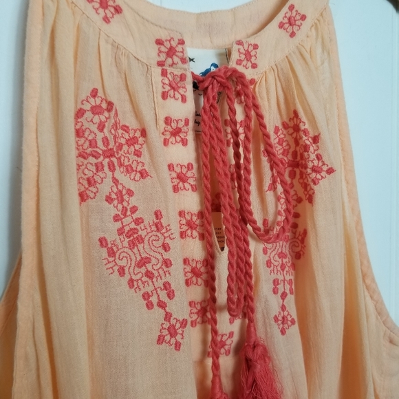 Anthropologie Swim Cover Up Dress Mermaid Embroidered Tassel Tie Womens Size M - Picture 5 of 16